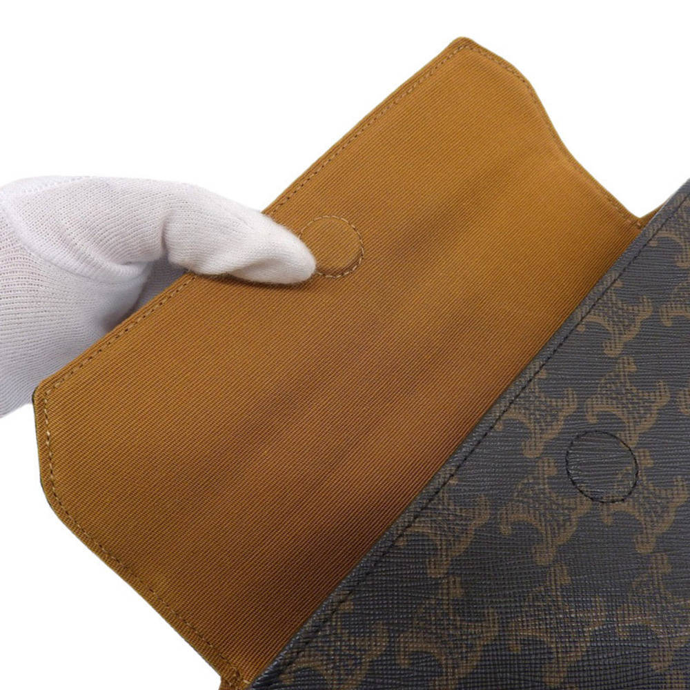 Celine Triangle Triomphe Canvas Shoulder Bag Brow… - image 6